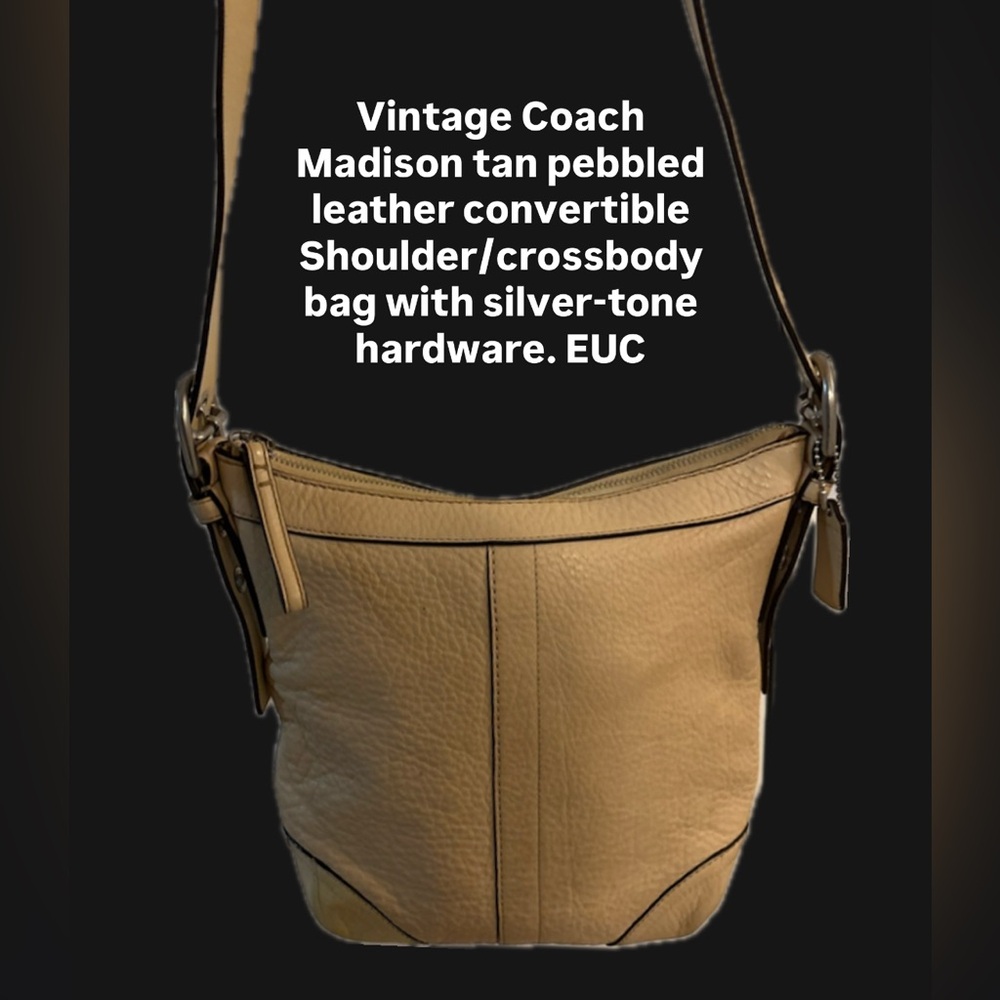 Vintage Coach Madison light tan pebbled leather shoulder/crossbody bag - Picture 1 of 16